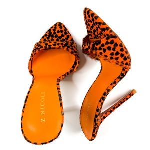 Nicole Orange and Black Leopard Print Heels